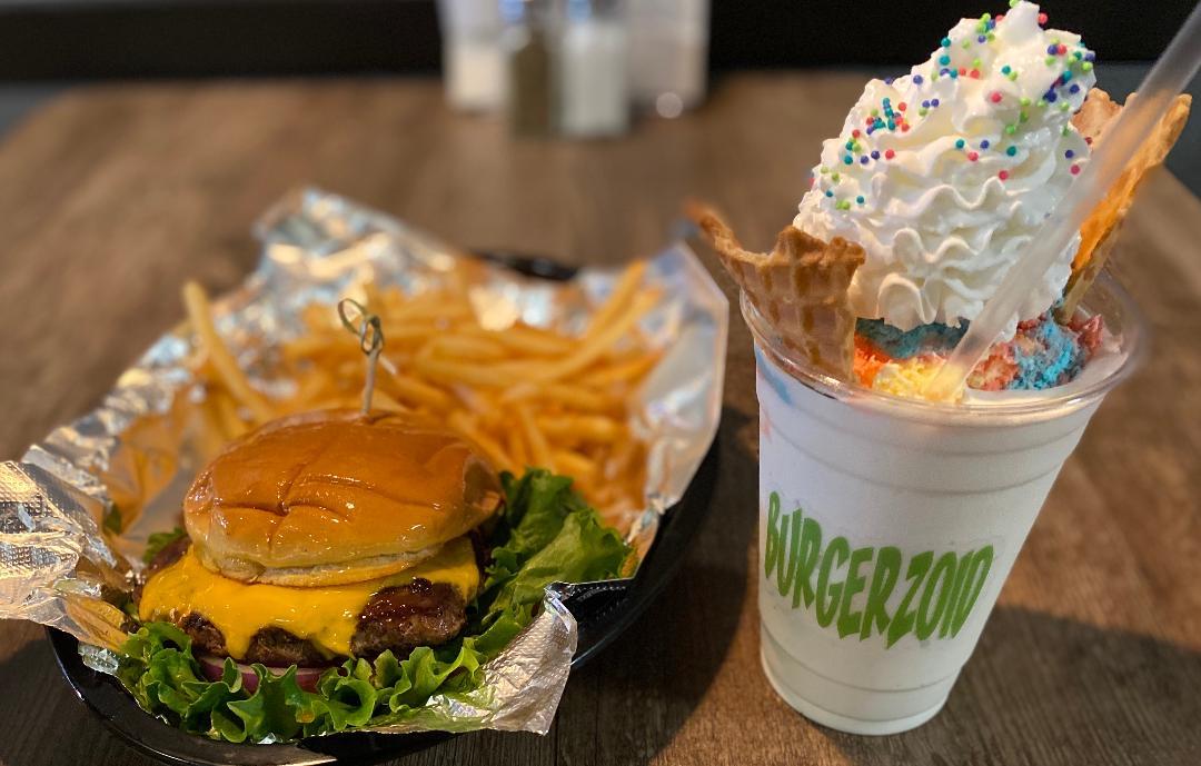 Burgerzoid is a New Fresh Burger Restaurant at Shoppes at Cross Keys.  Open for Pickup or DoorDash