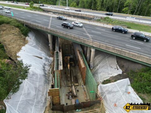 Route 42 Bridges Over Blackwood Railroad Trail Being Removed. Large Pedestrian Tunnel Under Construction