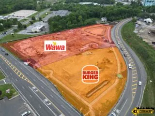 Burger King Construction Starts at Five Points Washington Township. Adjacent Wawa Foundation Goes In